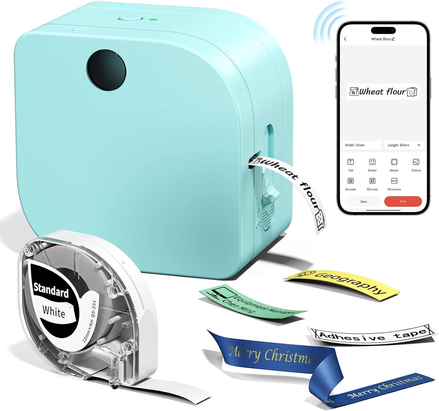 Label Maker Machine Tape P12 Bluetooth Small Makers Portable Ribbon Printer Home