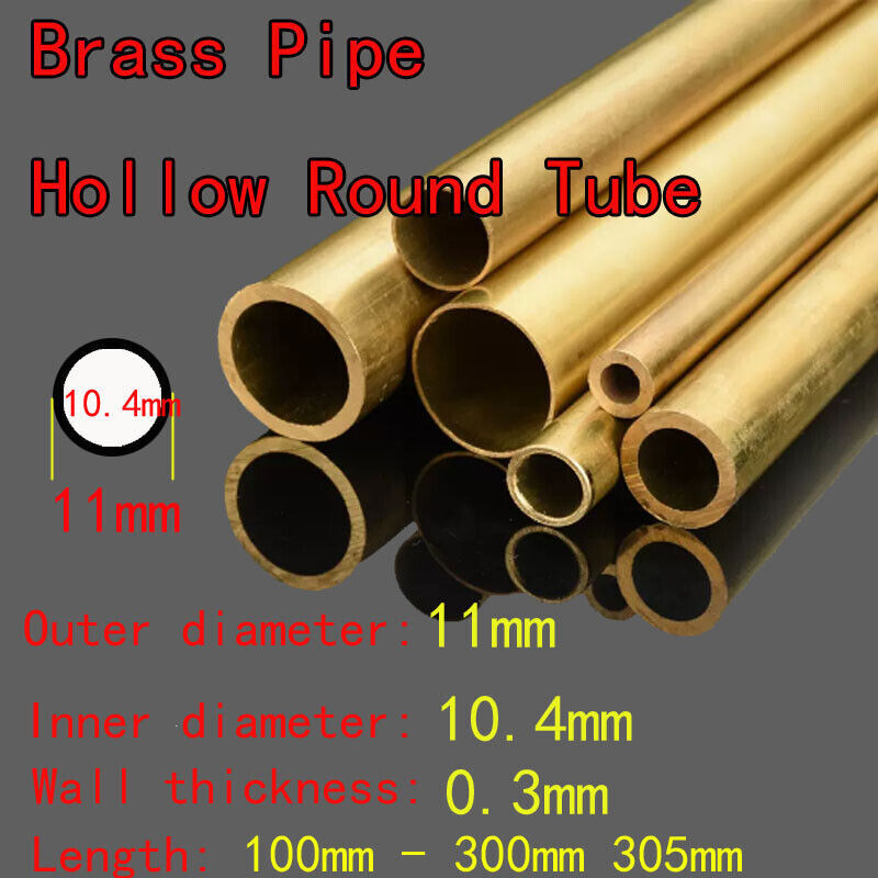 1pcs OD 11mm ID 10.4mm Brass Pipe Hollow Round Tube 100mm-305mm Long 0.3mm Thick