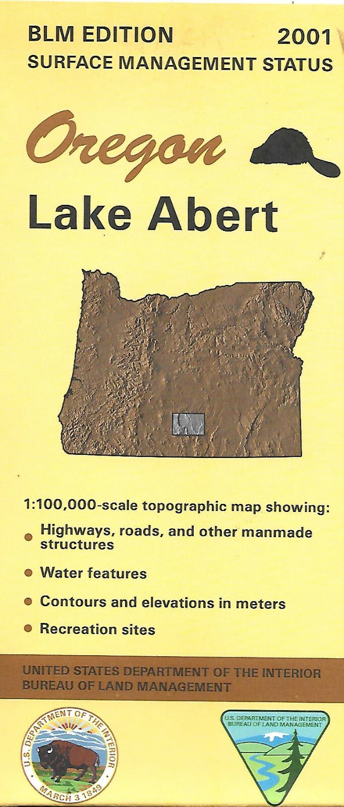 BLM Map of Lake Abert, Oregon, by US Dept of the Interior