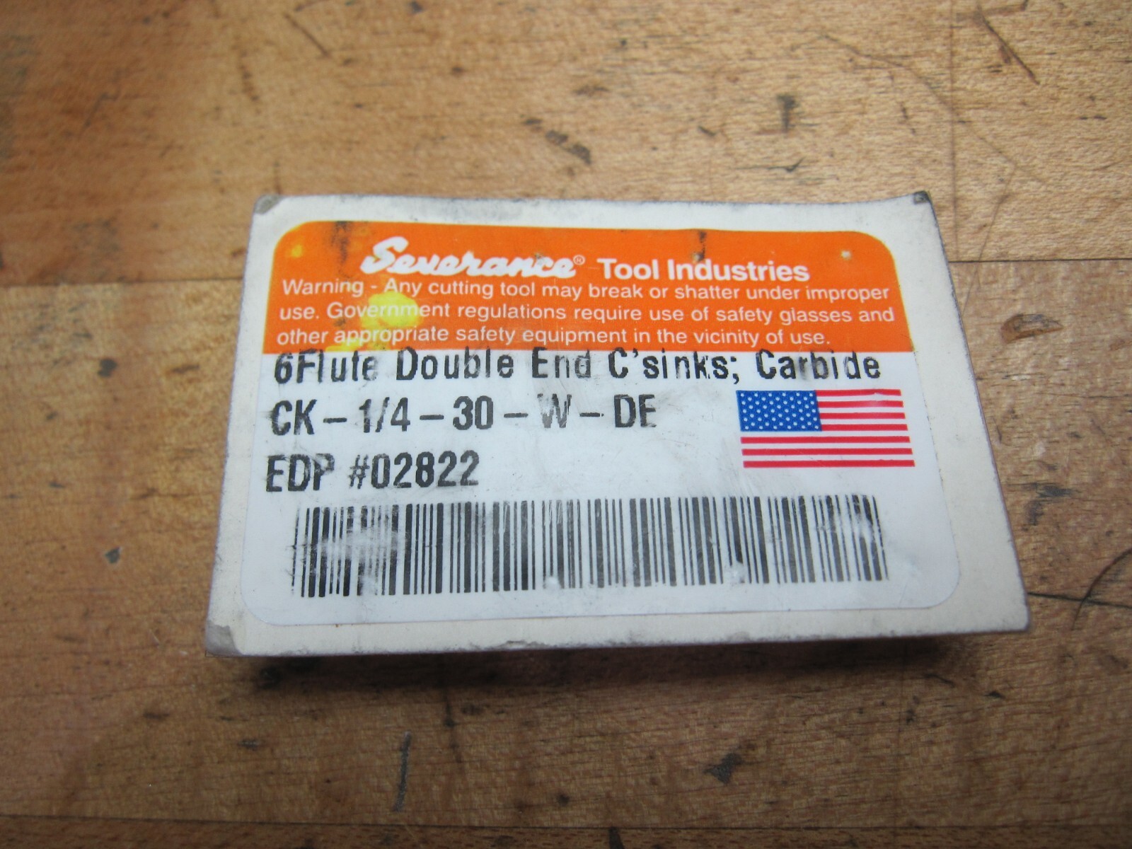Severance 1/4" double end countersink solid carbide 6 fl 60 degree 30 per side