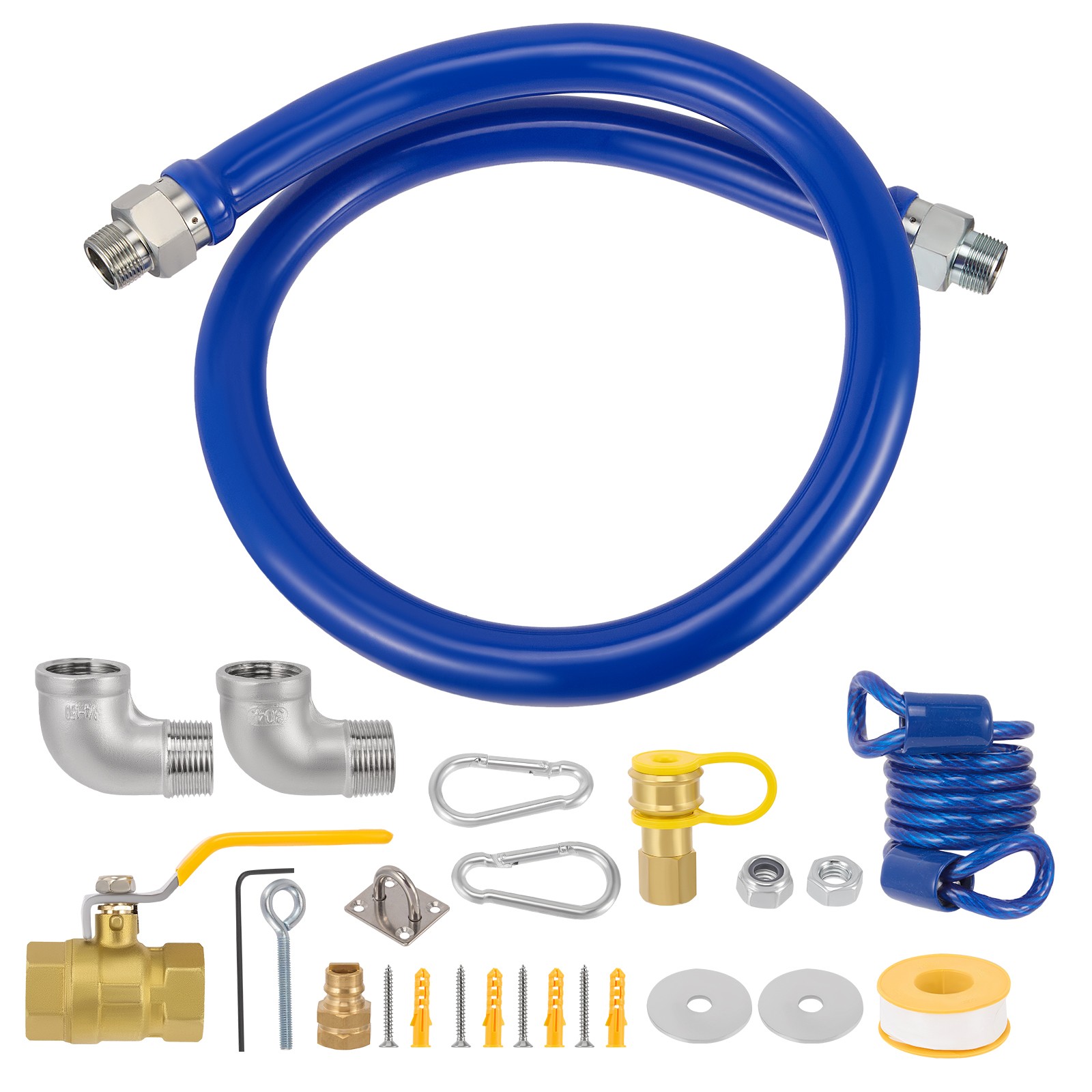 3/4"×48" Gas Hose Connector Kit W/3/4 Quick Connect Safety System Commercial