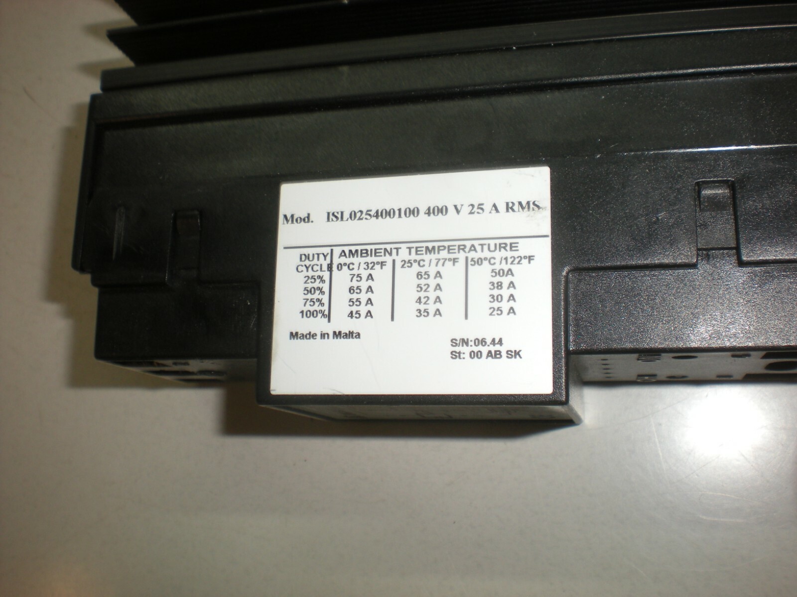 ERO Electronic ISL025400100 Solid State Relay w/Heat Sink & Mounting Base - 25A