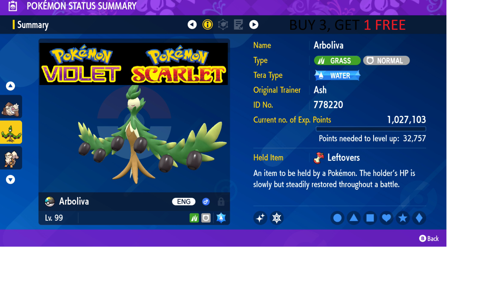 ARBOLIVA SHINY 6IV BATTLE READY - Pokemon Scarlet And Violet