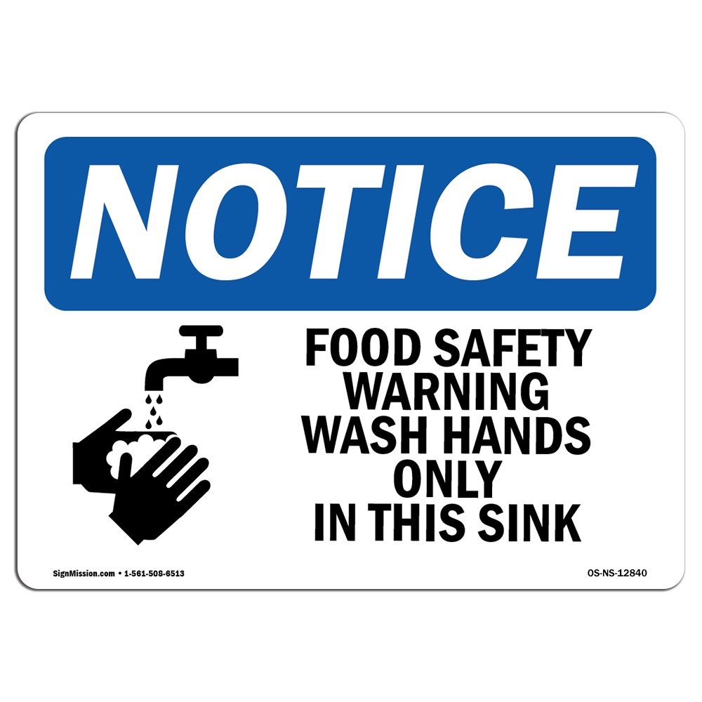 OSHA Notice Signs  Food Safety Warning Wash Hands Sign with Symbol | Extremel...