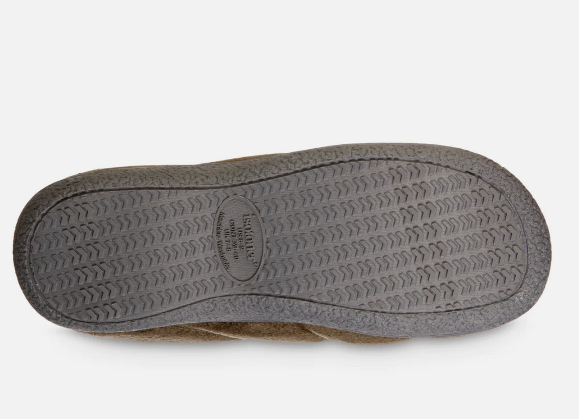 Isotoner Men Rory Hoodback Puffer Slipper Olive Size XL