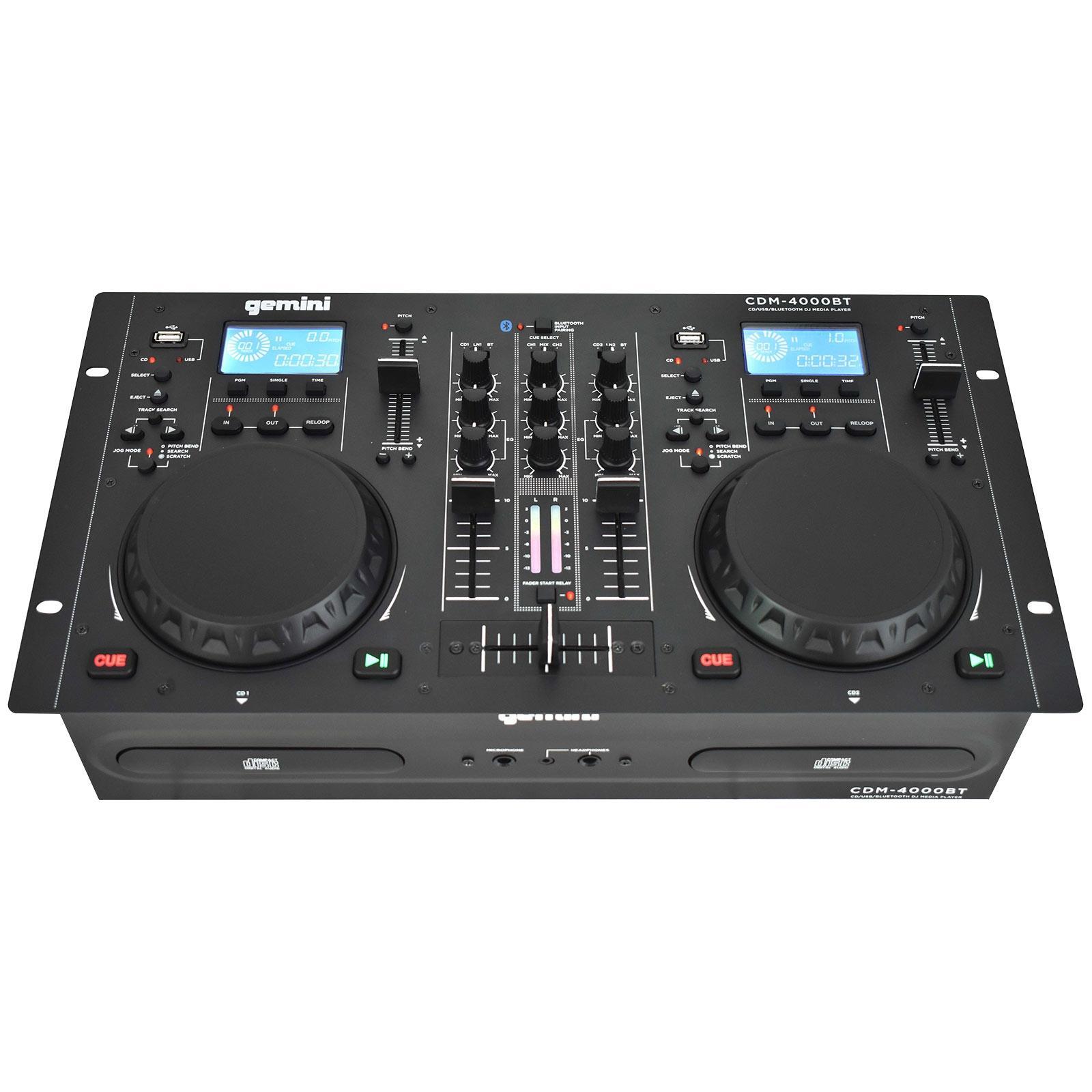 Gemini CDM-4000BT 2-Chan Dual CD/MP3/USB DJ Media Player Controller/Mixer System