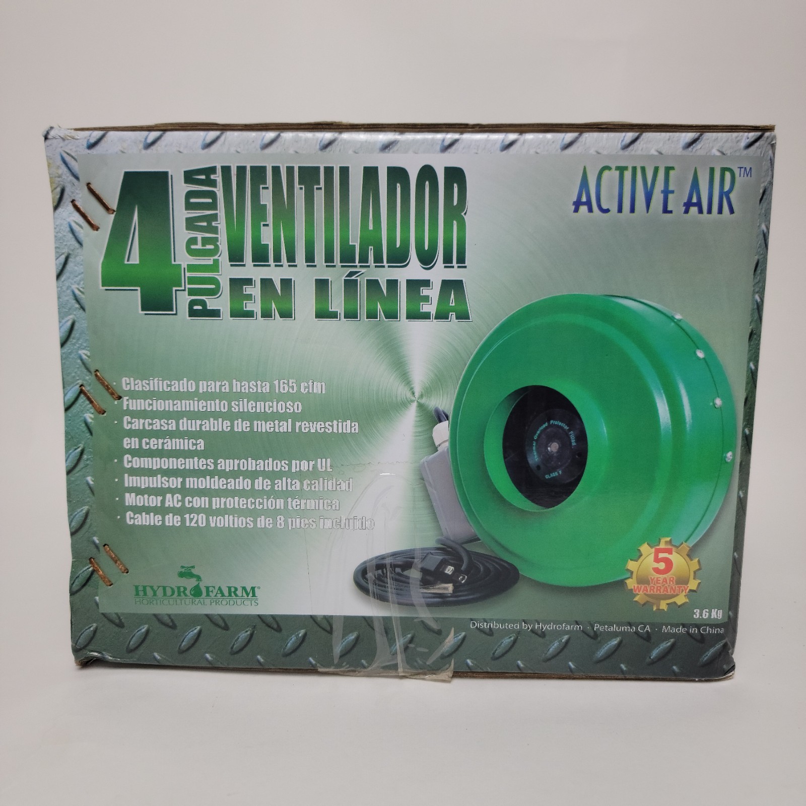 HYDROFARM ACTIVE AIR ACDF4 INLINE 4" DUCT FAN WITH SPEED CONTROL.