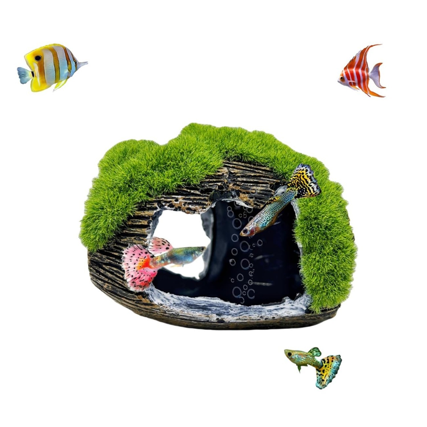 Aquarium Broken Barrel Fish Hide Caves - Cute Cichlids, Guppy, Small Fish, Be...