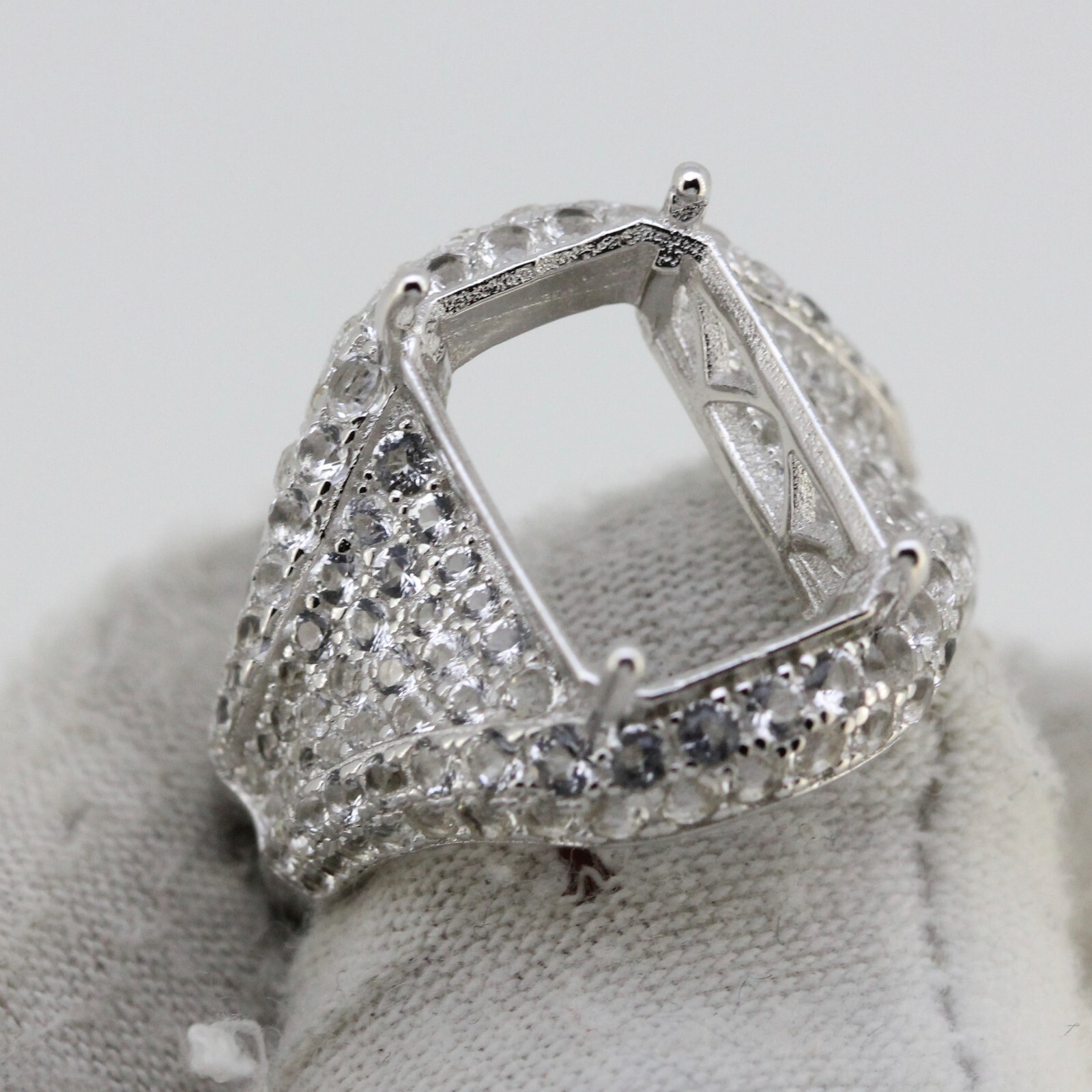 Sterling Silver Semi Mount Ring Setting OCT 14x10mm White Topaz Dome Ring