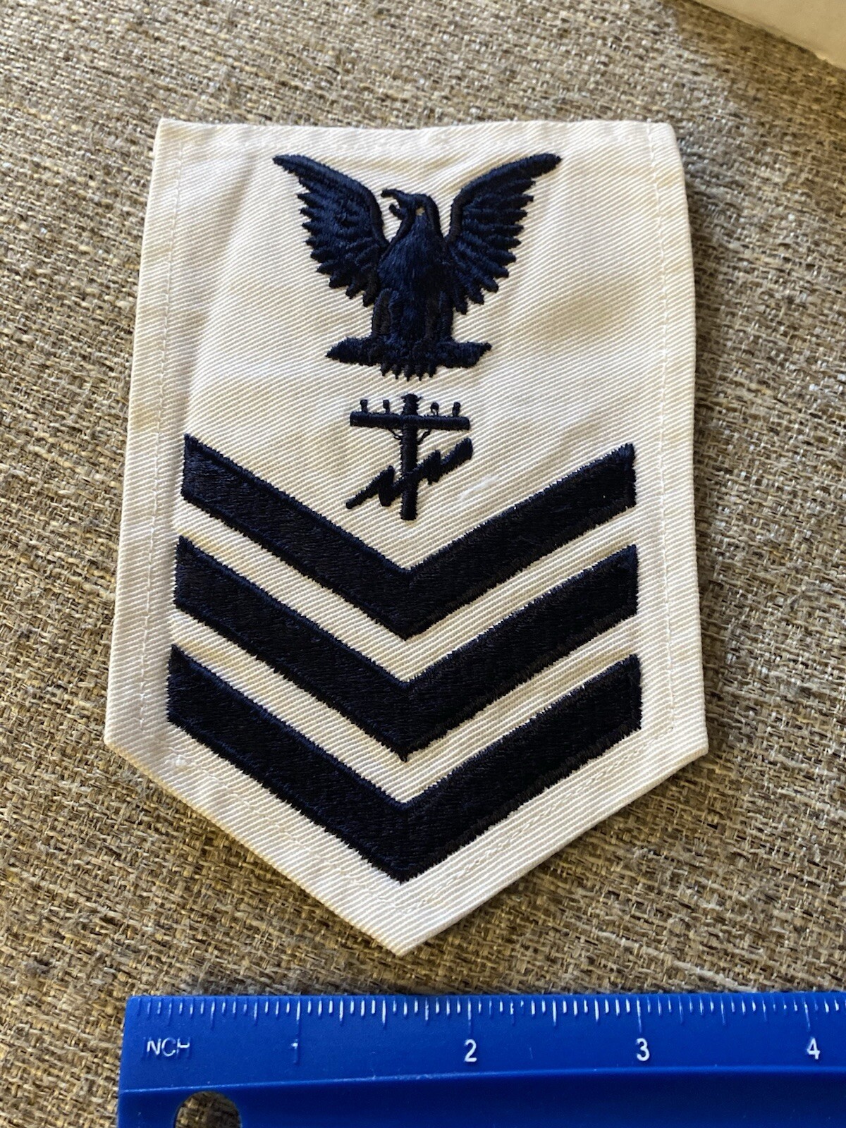 USN US Navy Electrician Construction 1st Class White Patch Rate Rating INV15042
