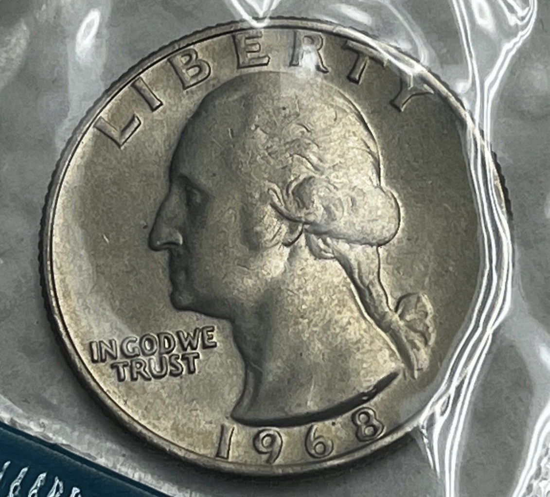 1968-P Washington Quarter BRILLIANT COIN MINT / UNC SEALED IN CELLO