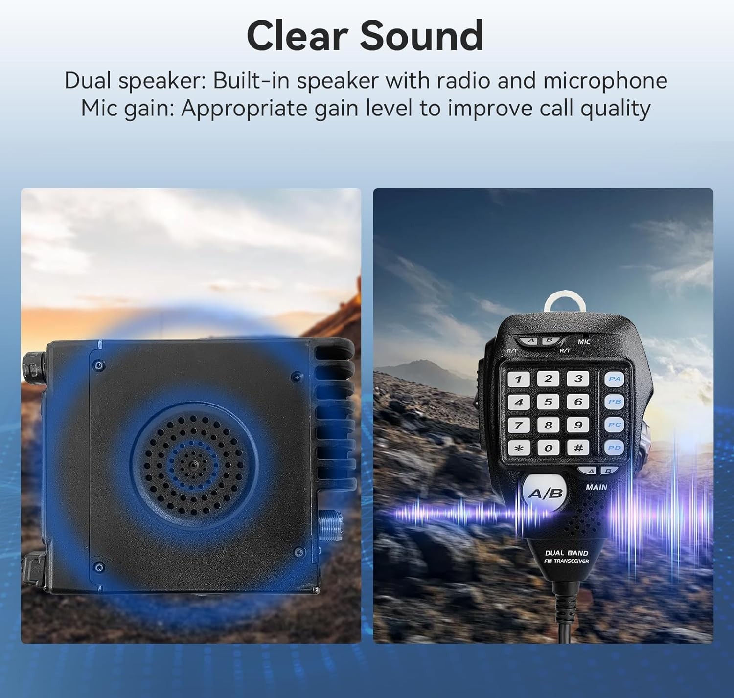 Dual Band Mobile Radio, Long Range Ham Radio with Antenna, 180 Degree Rotatab...