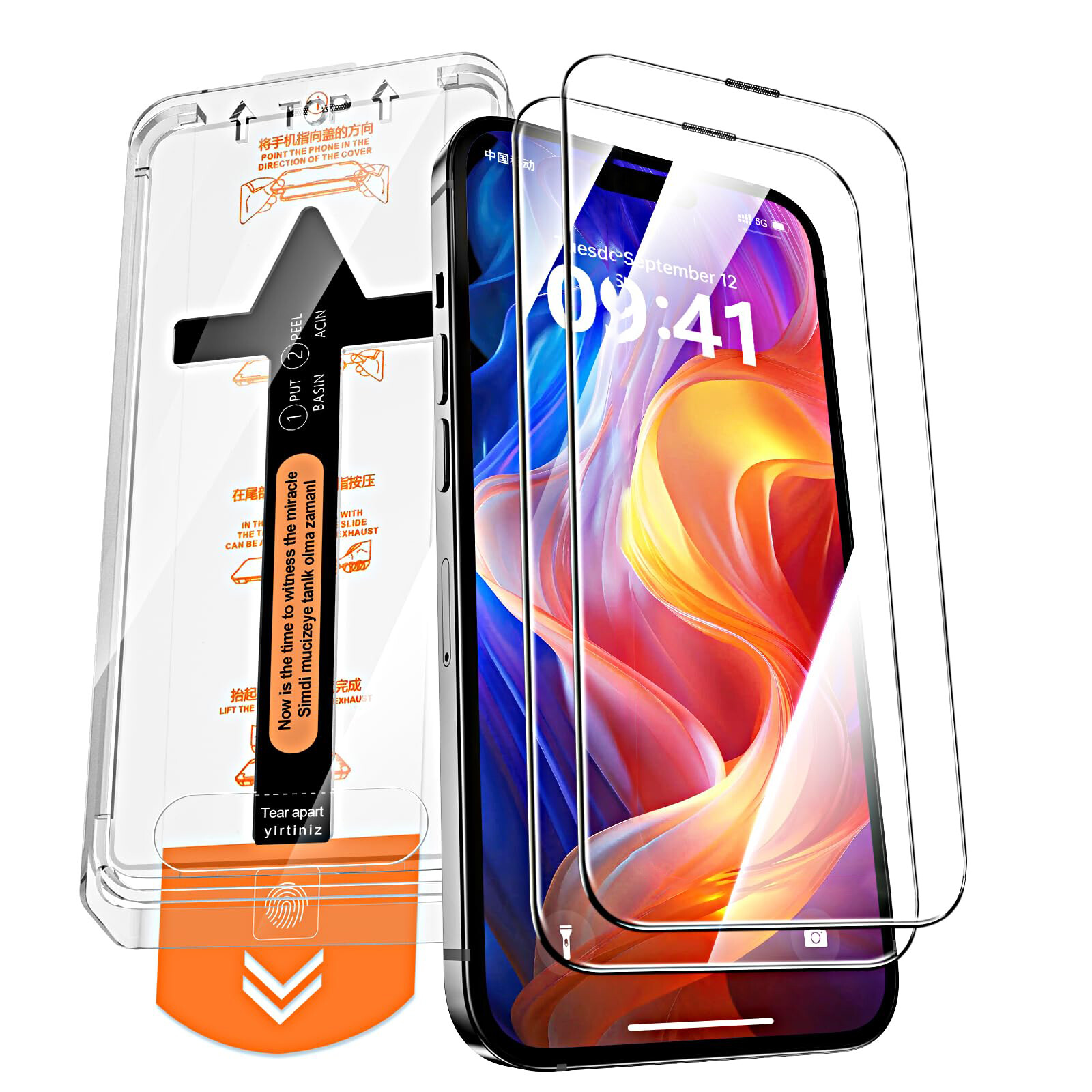 2 Pack For iPhone 16 15 14 13 12 HD Clear Screen Protector+Auto Installation kit