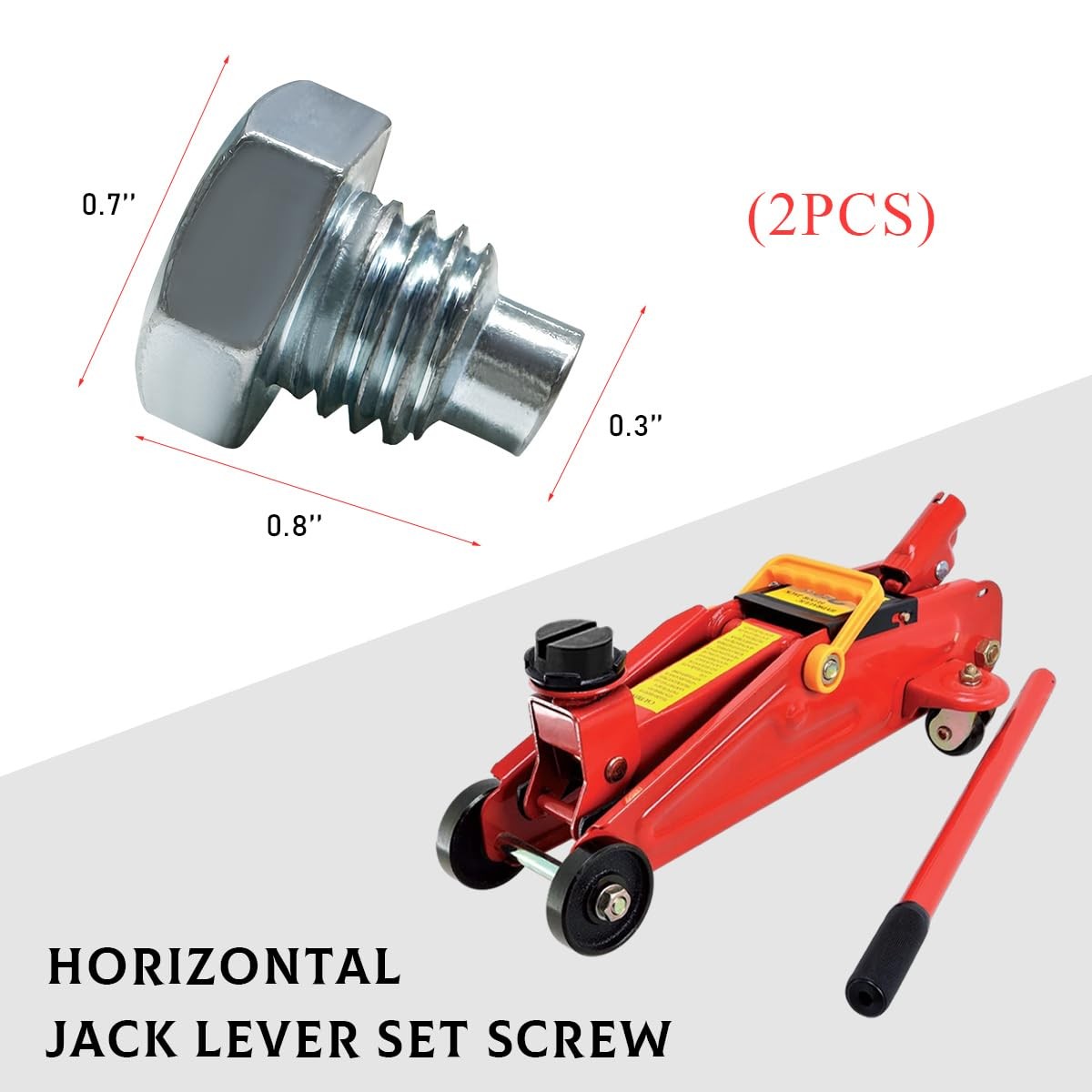 2 PCS Car Floor Jack Handle Bolts, 3 Ton 4 Horizontal 2 PCS, Silver
