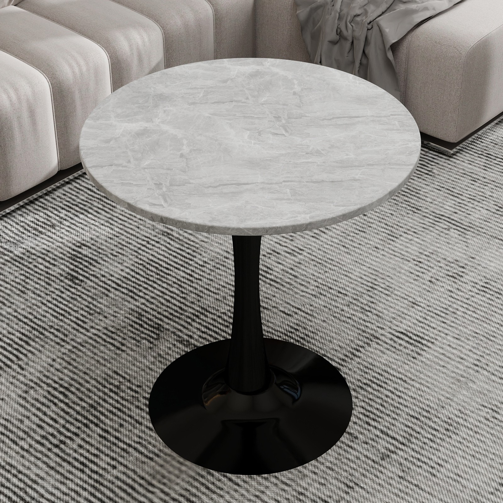 27.6-inch black coffee table, mid-century modern style dining table, accommoda