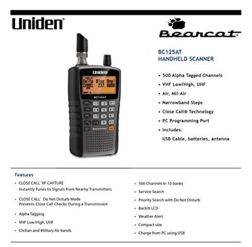 Bearcat BC125AT 500-Alpha-Tagged Channels, Close computer Handheld Scanner