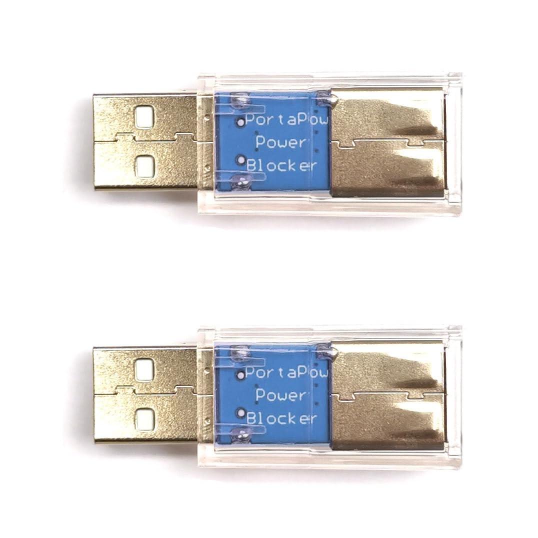 USB Power Blocker - Stops Charging, Allows Data (Twin Pack)