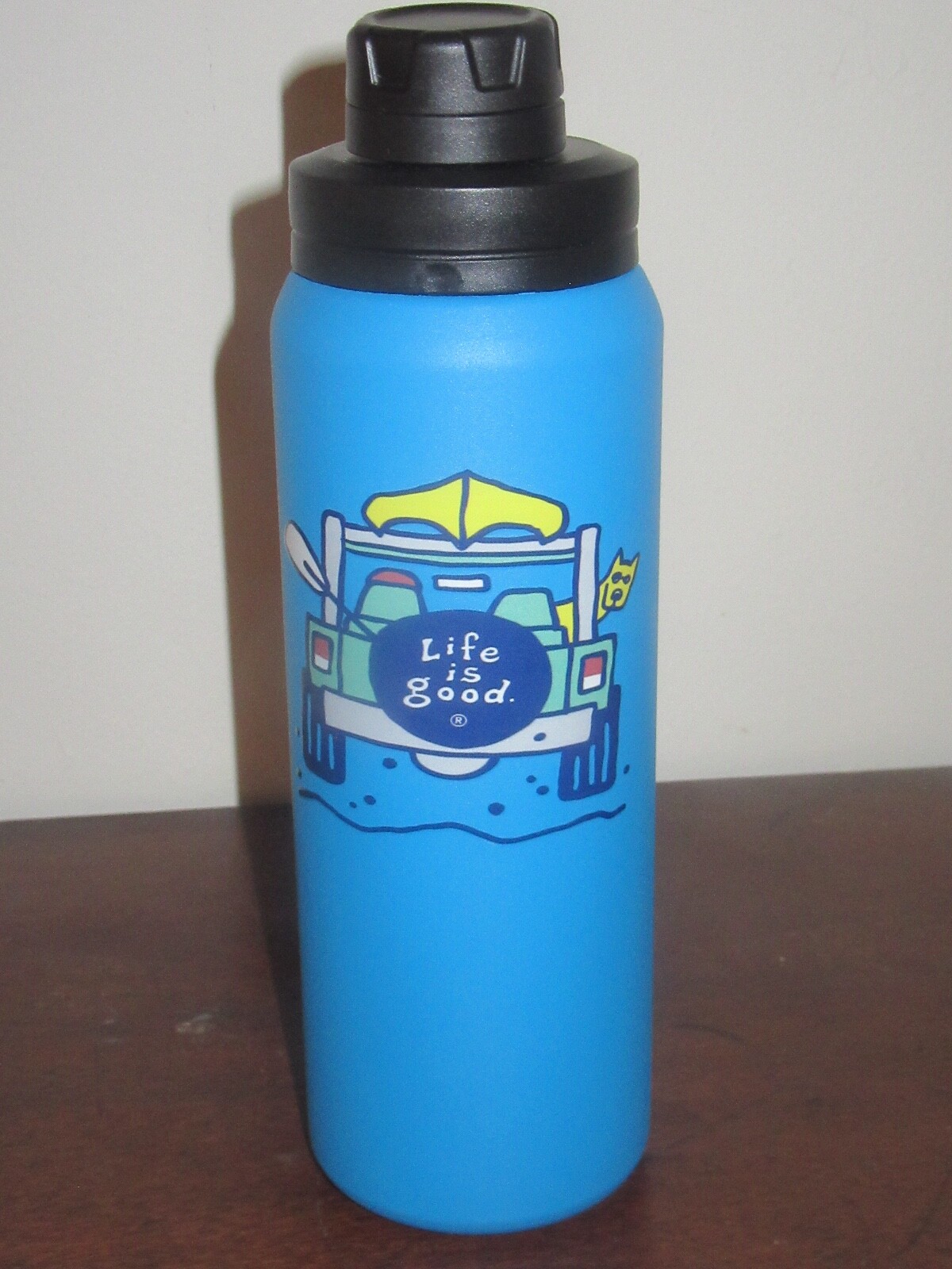 LIFE IS GOOD 26 oz WIDE MOUTH STAINLESS STEEL WATER BOTTLE.J&R..4X4.."DOG GONE"