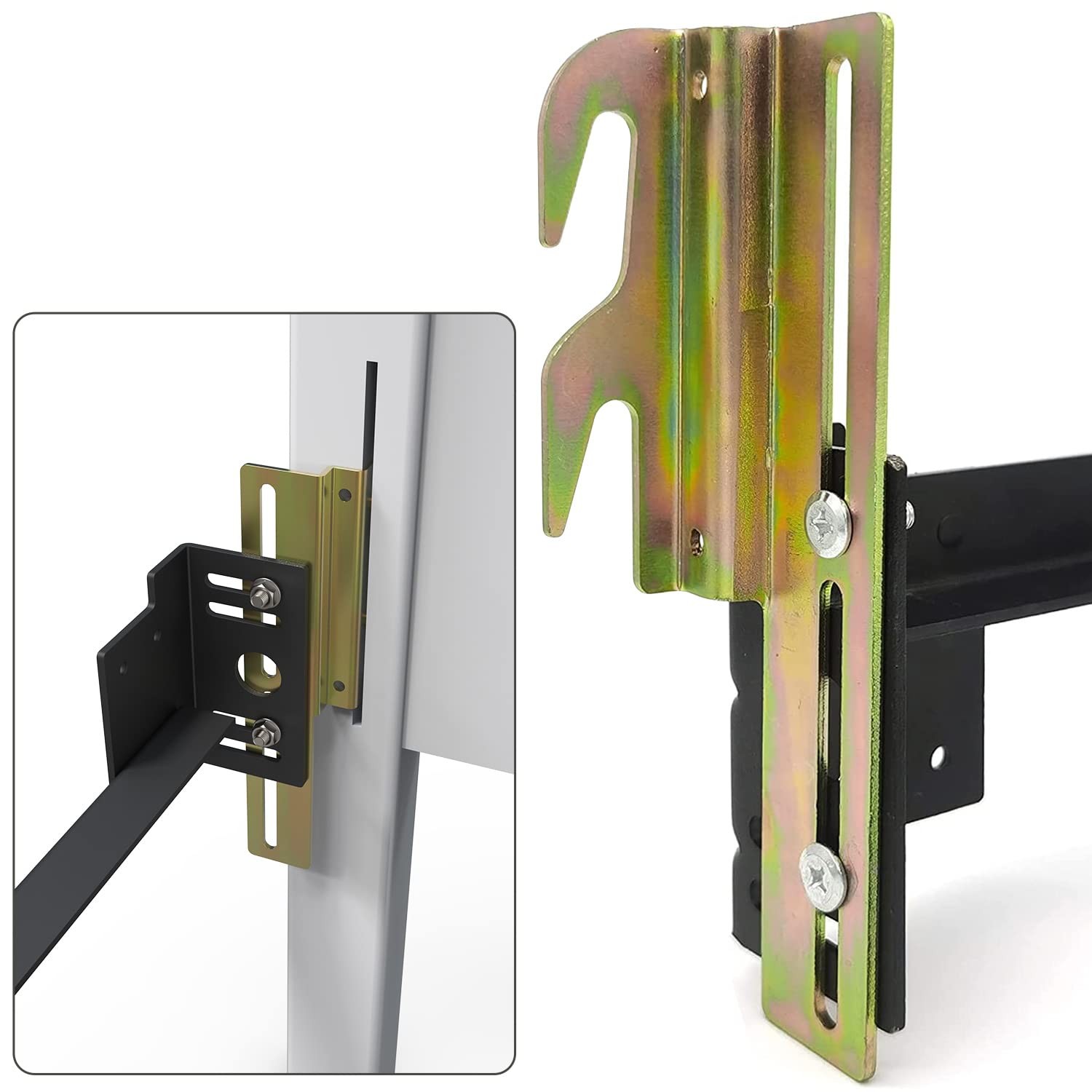 4Pcs #711 BoltOn to HookOn Bed Frame Conversion Brackets with Hardware Hook P...
