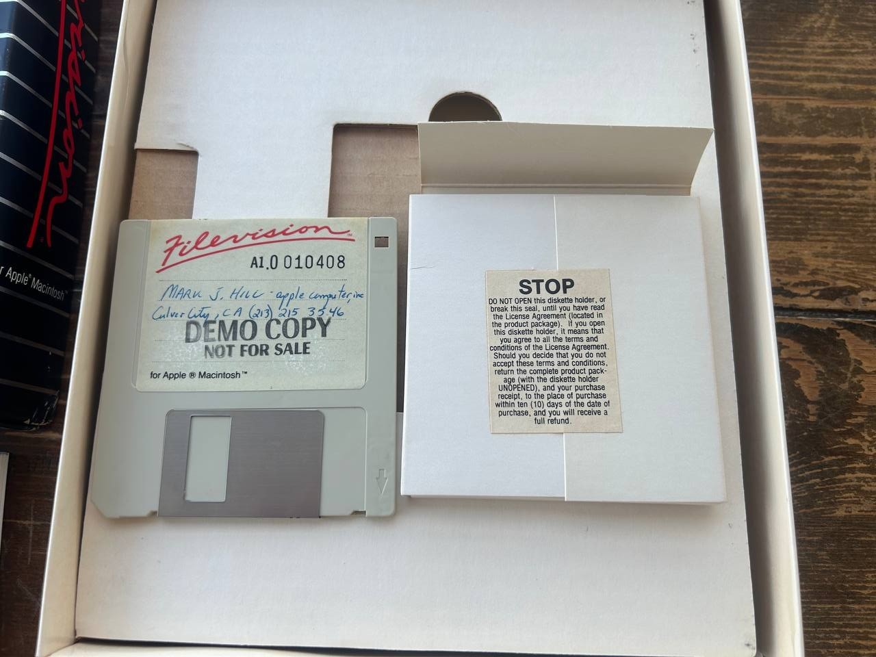 Vintage Filevision Macintosh Software Demo Copy w Box Manual & Disk