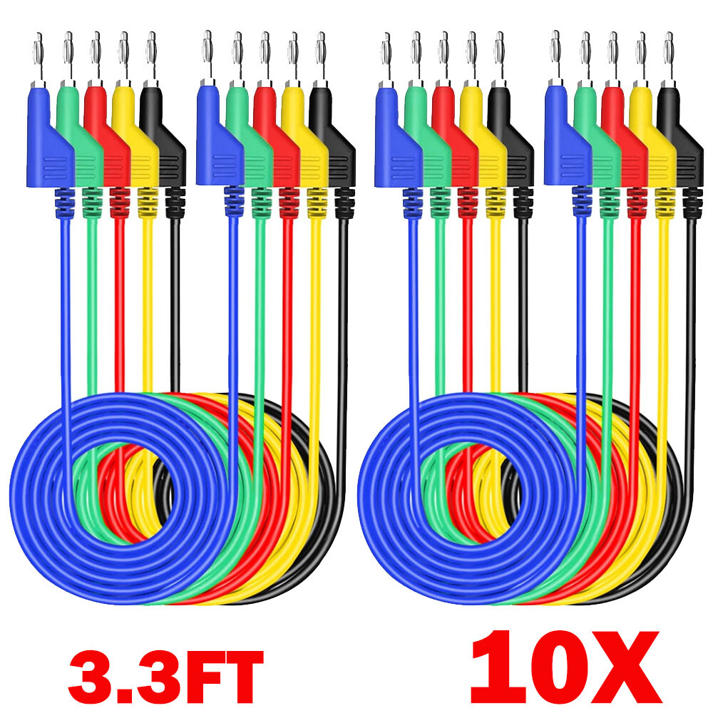 10 Pack Stackable Banana To Banana Plug Test Lead Soft Cable For Multimeter NEW