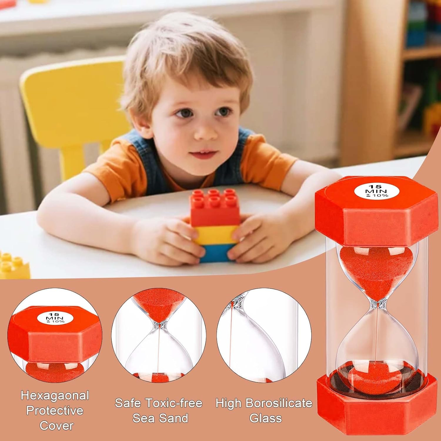25 Minute Hourglass Sand Timer, Plastic Sandglass Watch Timer, Unbreakable Red S