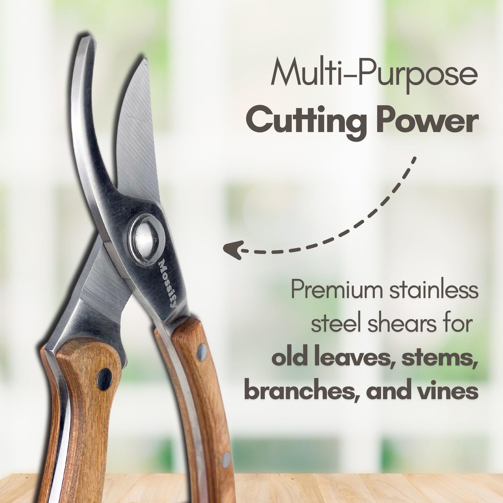 Mossify Garden Shears 8” – Premium Stainless Steel Pruning for Silver