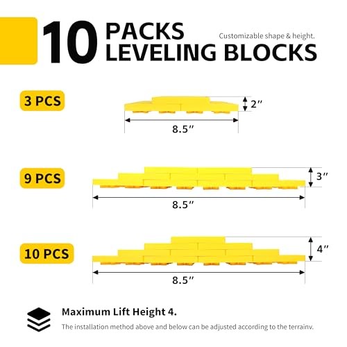 50955 High Visibility RV Leveling Blocks With Interlocking 8.5" x 8.5" x 1"