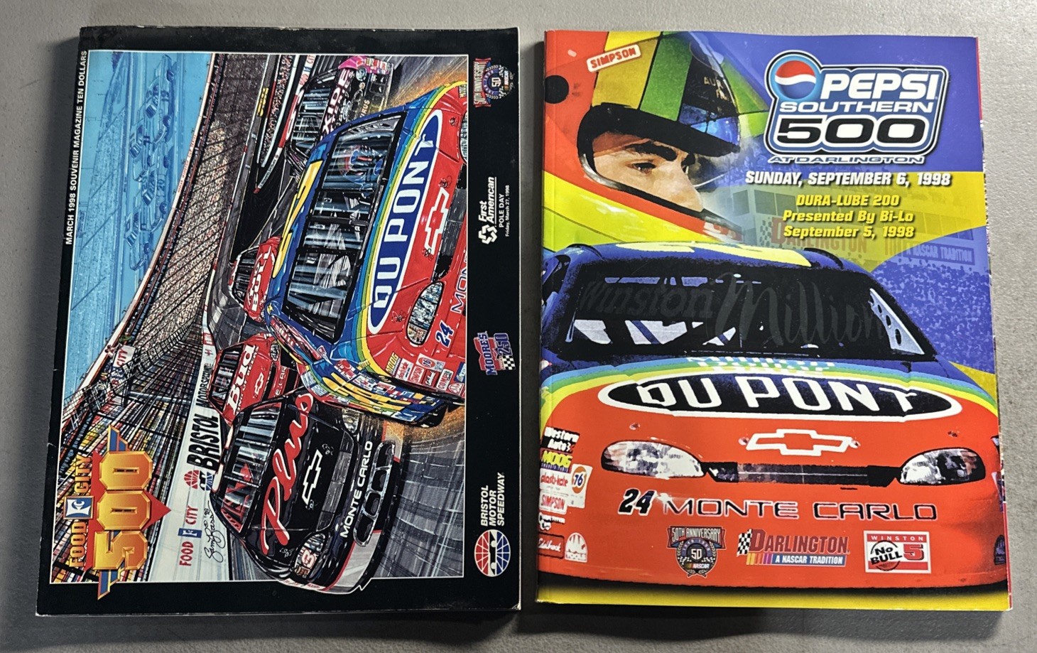VTG 1998 Darlington Southern 500  & 1998 Bristol Food City 500 Programs.