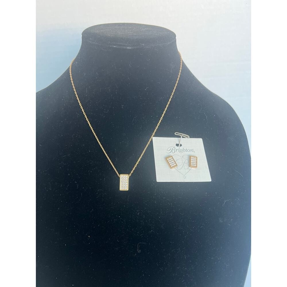 NWT Brighton Meridian Zenith Gold Swarovski Stones Necklace and Post Earrings