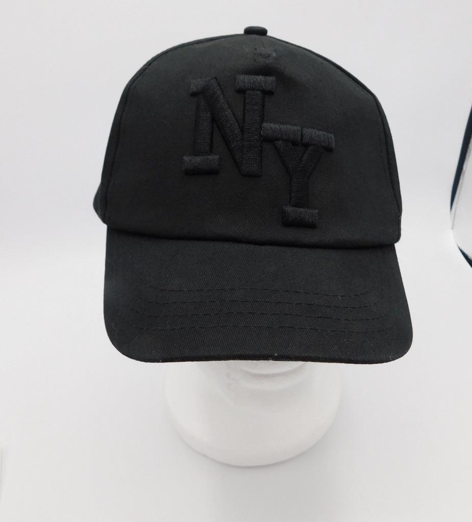 Solid Black NY Heavy Embroidery on Front Eight Five Hat Cap NICE