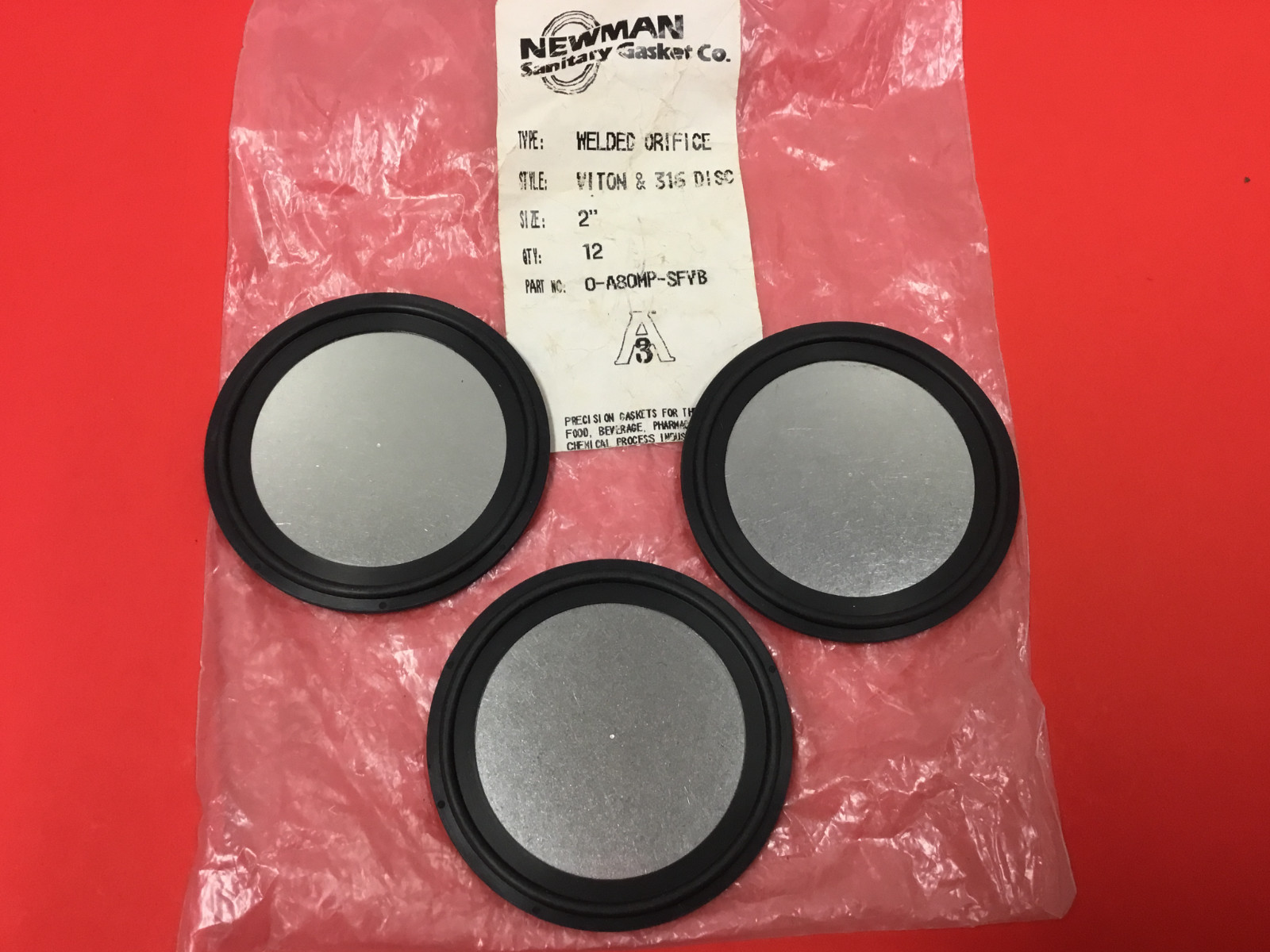 Newman - 2" Tri-Clamp - Welded Orifice Disc & Gasket - Lot of (3)-NEW