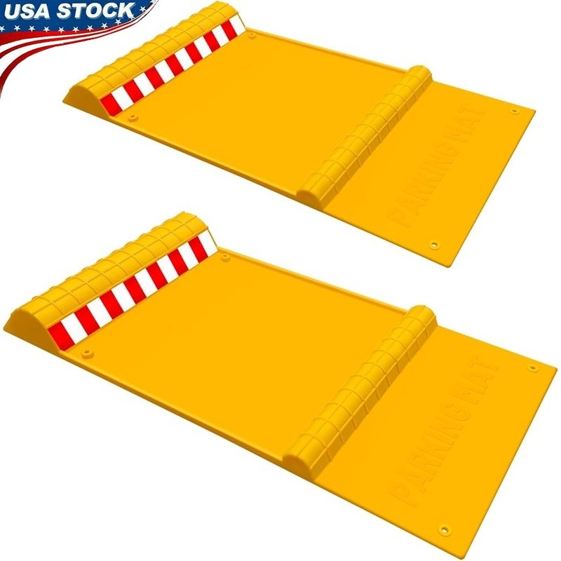 Garage Car Parking Stopper Mat W/ Bumps Accurate Parking Floor Protector 2 Pack