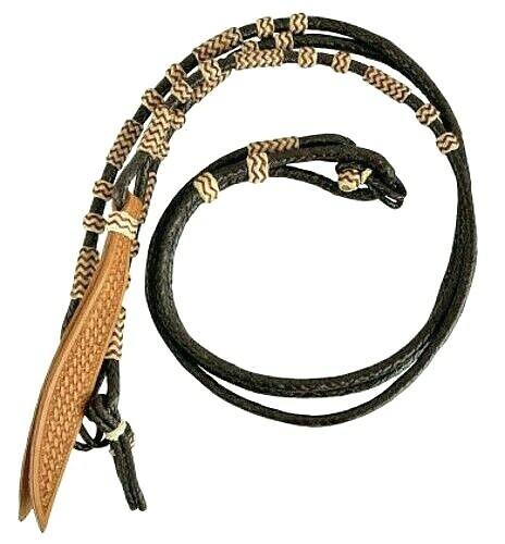 Western Saddle Horse 12 Plait Braided Leather Romal Romel Reins w/ Leather End