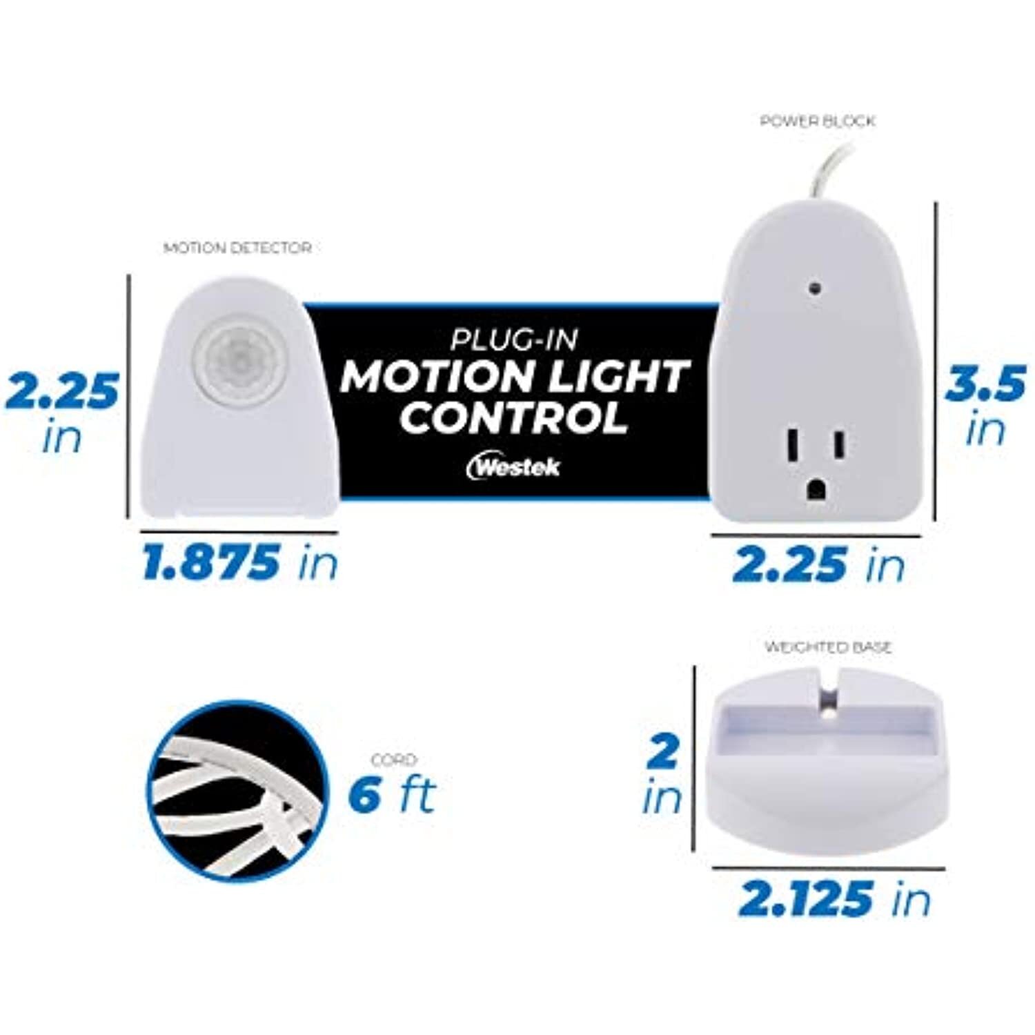 Westek MLC12BC-4 Indoor Plug-in Corded Motion Activated Light Control, 1 Count