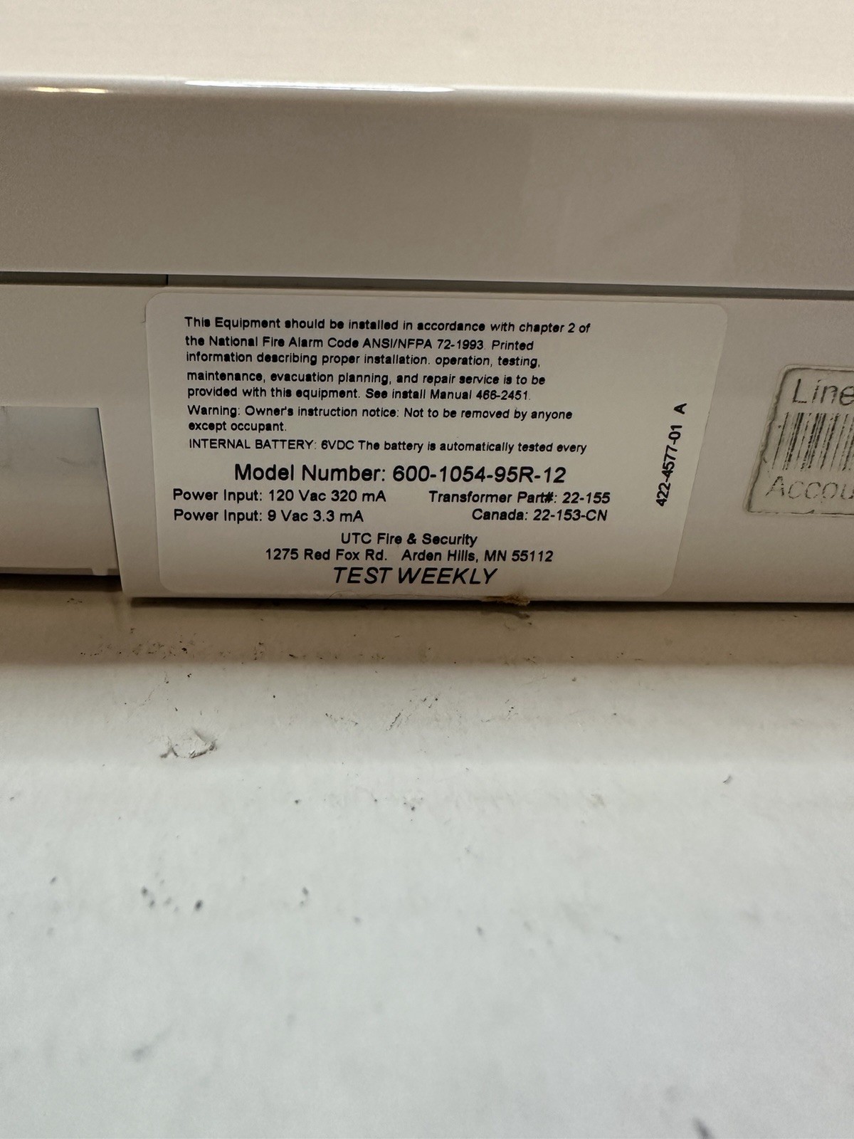 Interlogix Simon XTi Control Panel with transformer 600-1054-95R-12