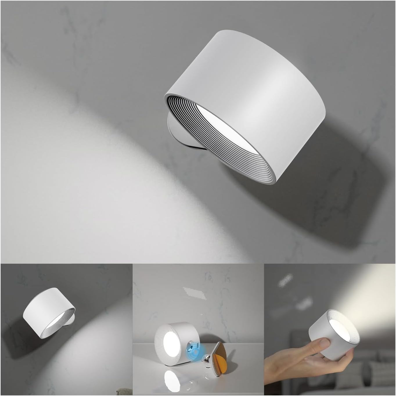 Koopala LED Wall Sconces, Mounted Lamps with Rechargeable White-A