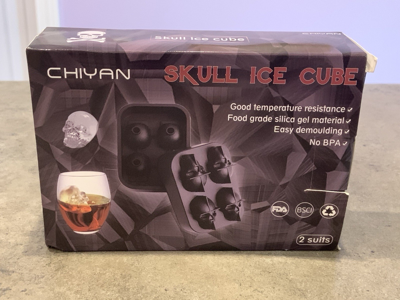 Skulls Silicone Ice Cube Trays 3D 2 Sets Of 4 NIB