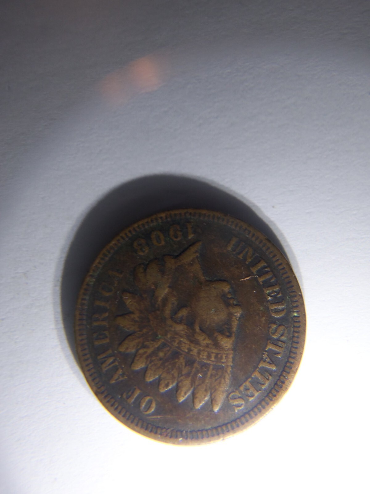 A NICE 1908 INDIAN HEAD PENNY WITH FULL LIBERTY