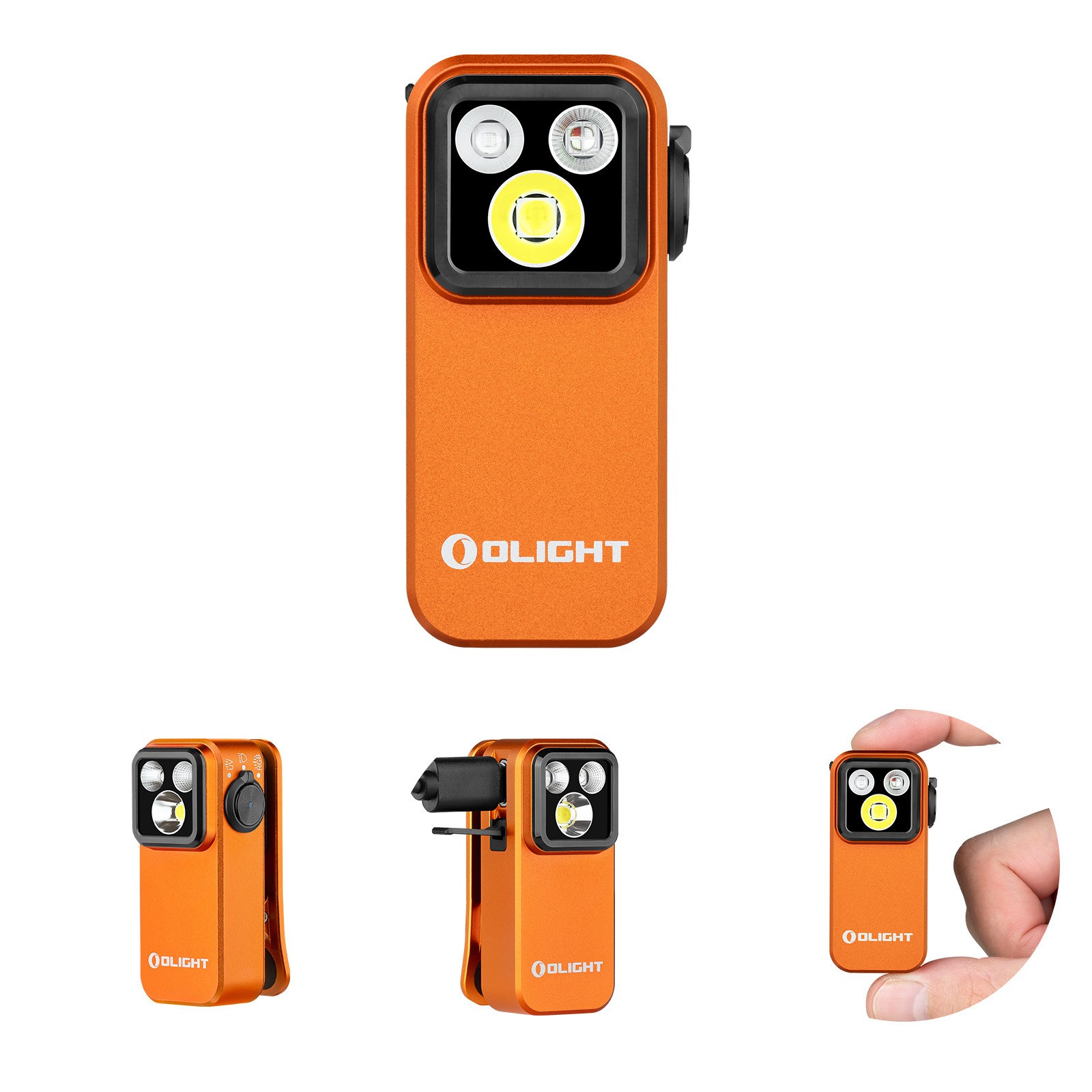 Olight Oclip Pro S Orange Multifunctional EDC Clip Light, 600 Lu White, UV, RGB