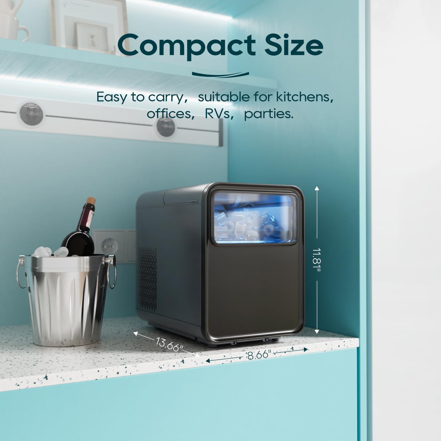 Ice Maker Countertop, 9 Cubes in 6 mins, Self-Cleaning Portable...