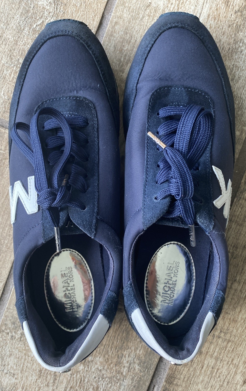 Michael Kors Women Suede Navy Blue /White Sneakers Casual Tennis Shoes Sz 8.5M