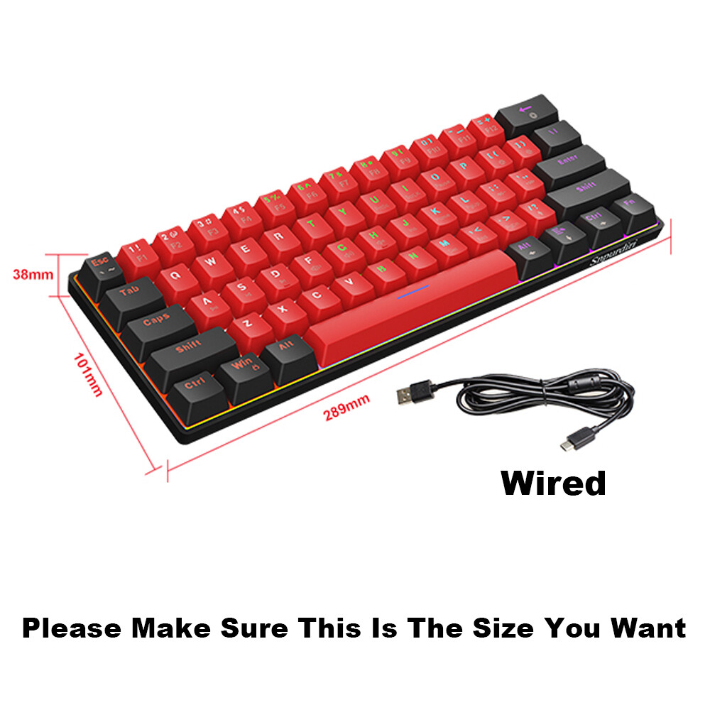 Snpurdiri 60% Wired Gaming Keyboard RGB Backlit Small Membrane 61 Keys for PC