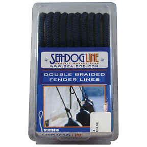 Sea-Dog Double Braided Fender Line, 3/8" x 6', Black, 302110006BK1
