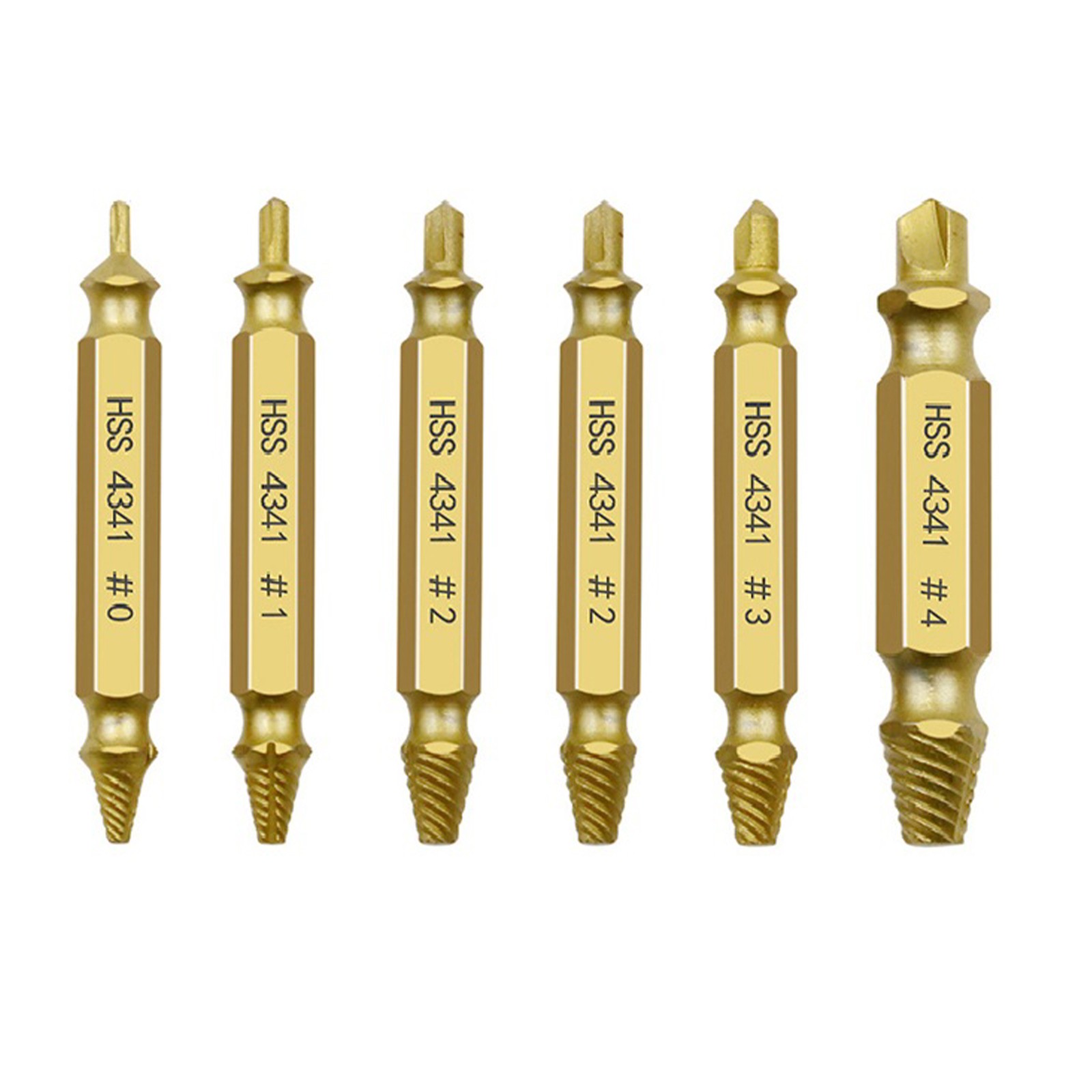 6 Piece Damaged Screw Extractor Tip Drill Bit Stripped &Broken Bolt Removal Tool