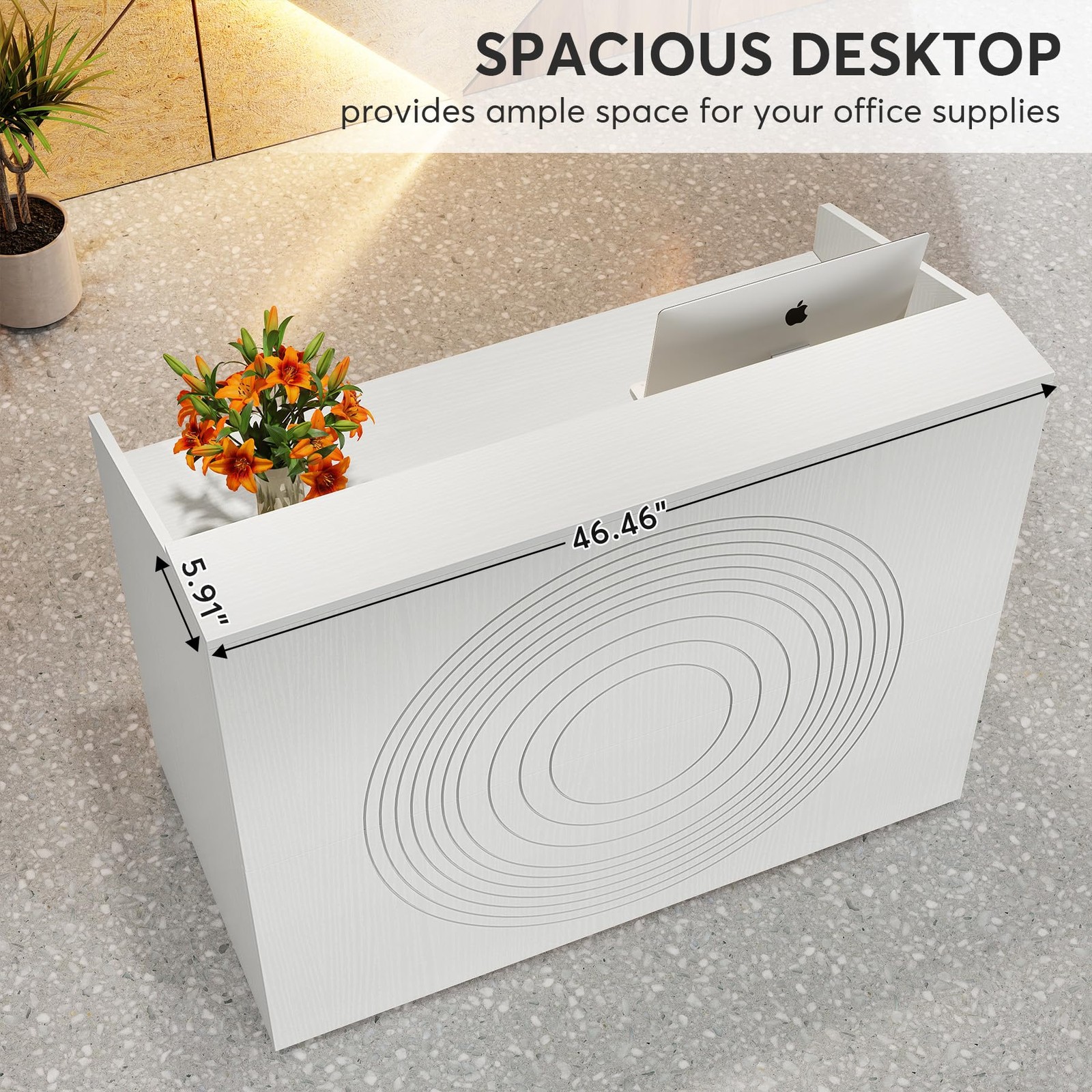Tribesigns Reception Desk with Counter, Modern Front Large, White