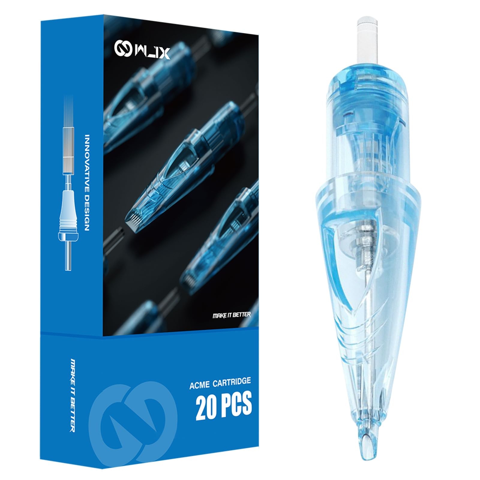 Wjx ACME Tattoo Needles Cartridges - 20PCS Disposable 0801RL 0801RL, Blue