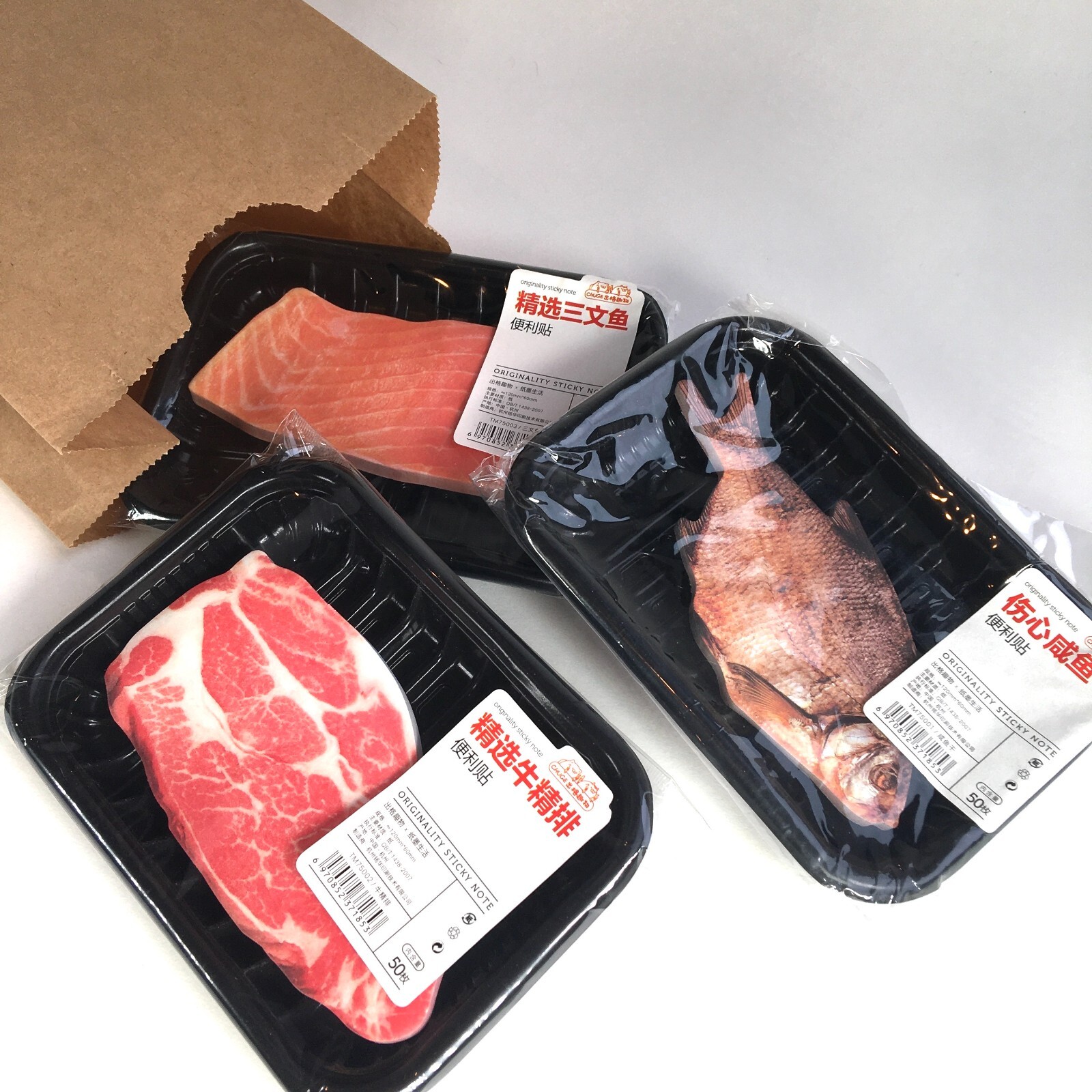 Meat Sticky Note Pads Novelty Paper Beef Salmon Fish