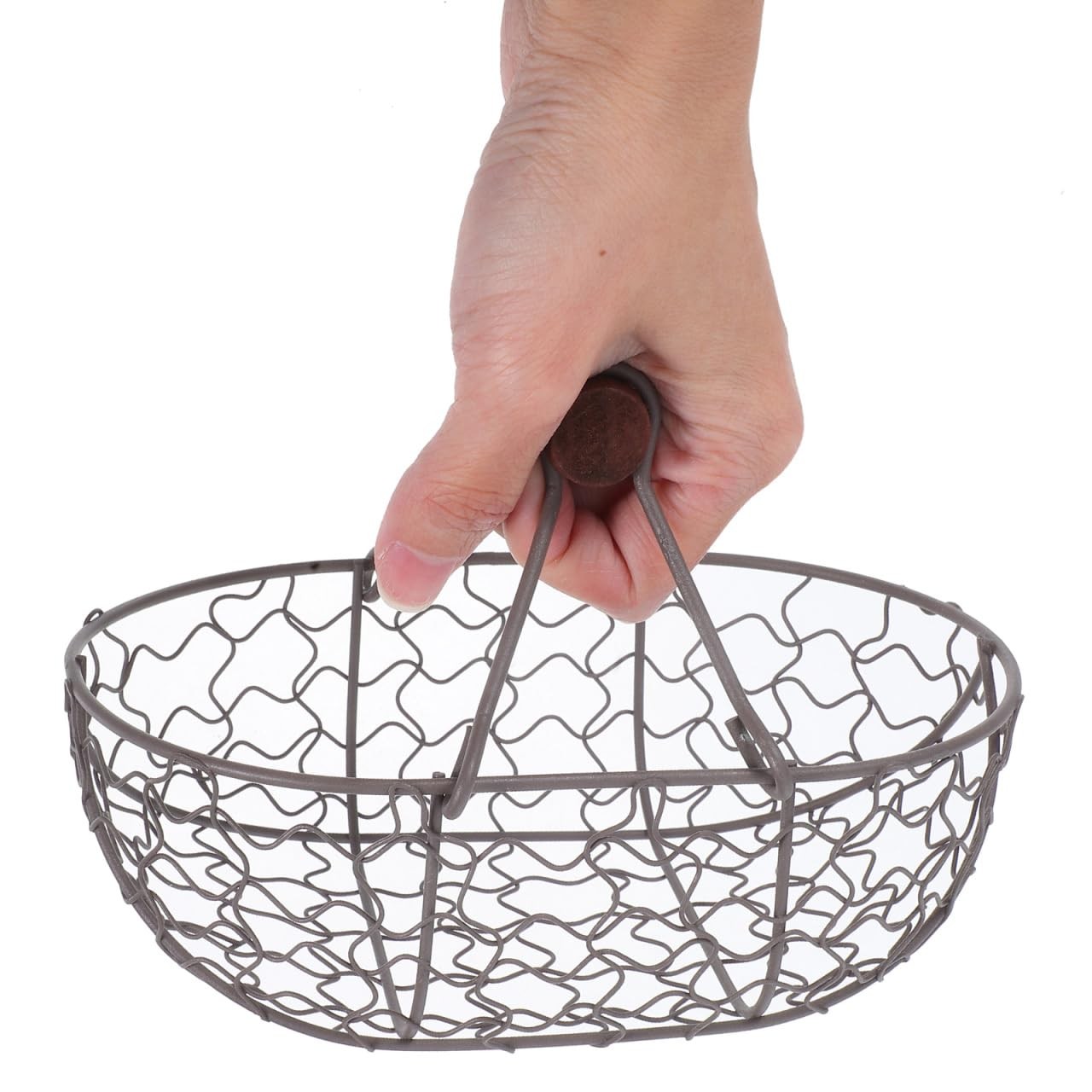 Vintage Metal Wire Egg Basket for Fresh Eggs with Handle Rustic Kitchen Stora...