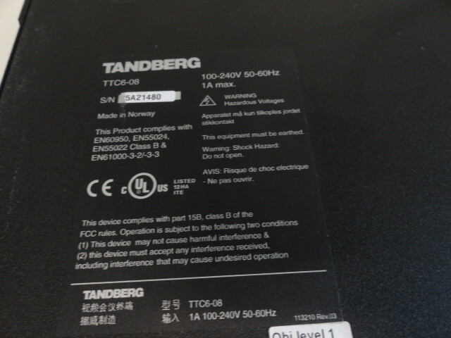 Tandberg TTC6-08 Video Conference System Unit Multi-Media Receiver